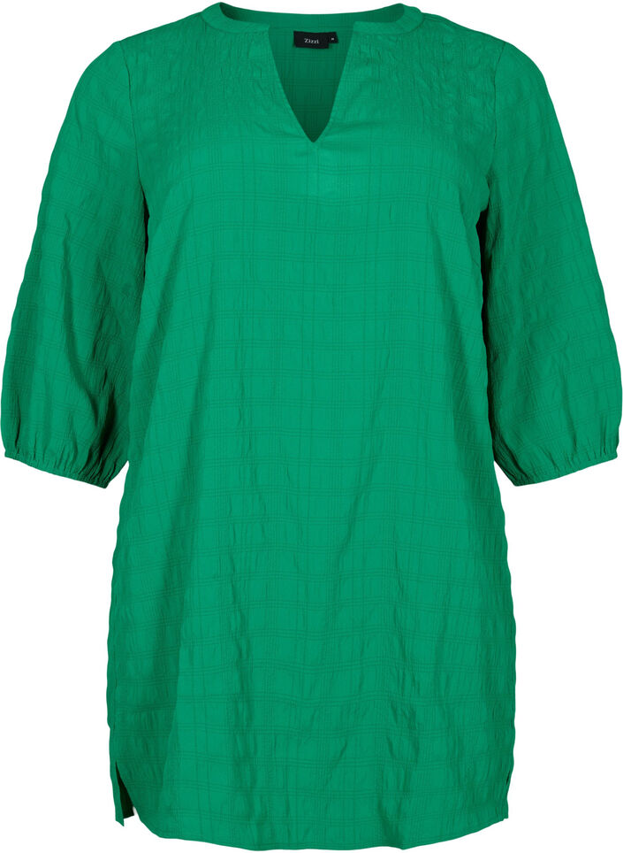 Struktureret tunika med 3/4 ærmer, Jolly Green, Packshot image number 0