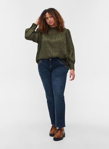 Slim fit Emily jeans med nitter, Dark blue, Model image number 0