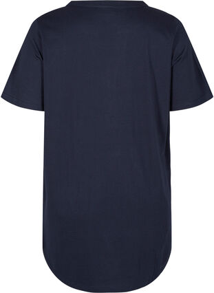 Bomulds t-shirt med v-hals og knapper, Night Sky, Packshot image number 1