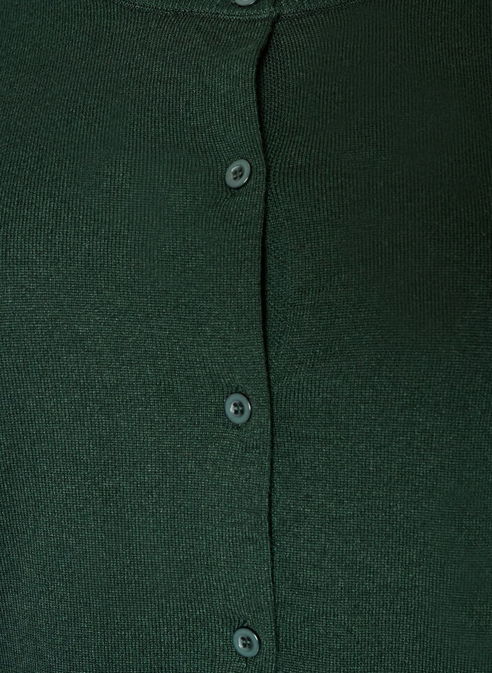 Finstrikket cardigan med rund hals, Gr&oslash;n, Packshot image number 2