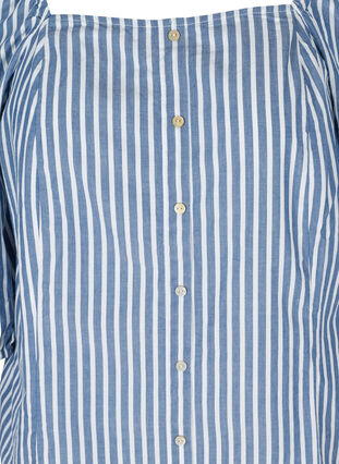 Stribet bomulds bluse med 3/4 ærmer, Bijou Blue Stripe, Packshot image number 2