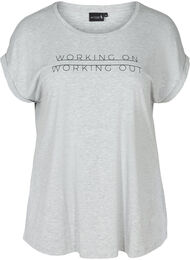 Kortærmet trænings t-shirt med tryk, Light Grey Melange