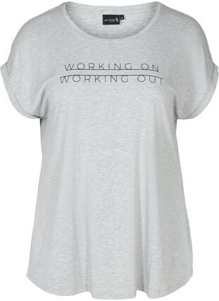 Kortærmet trænings t-shirt med tryk, Light Grey Melange, Packshot image number 0