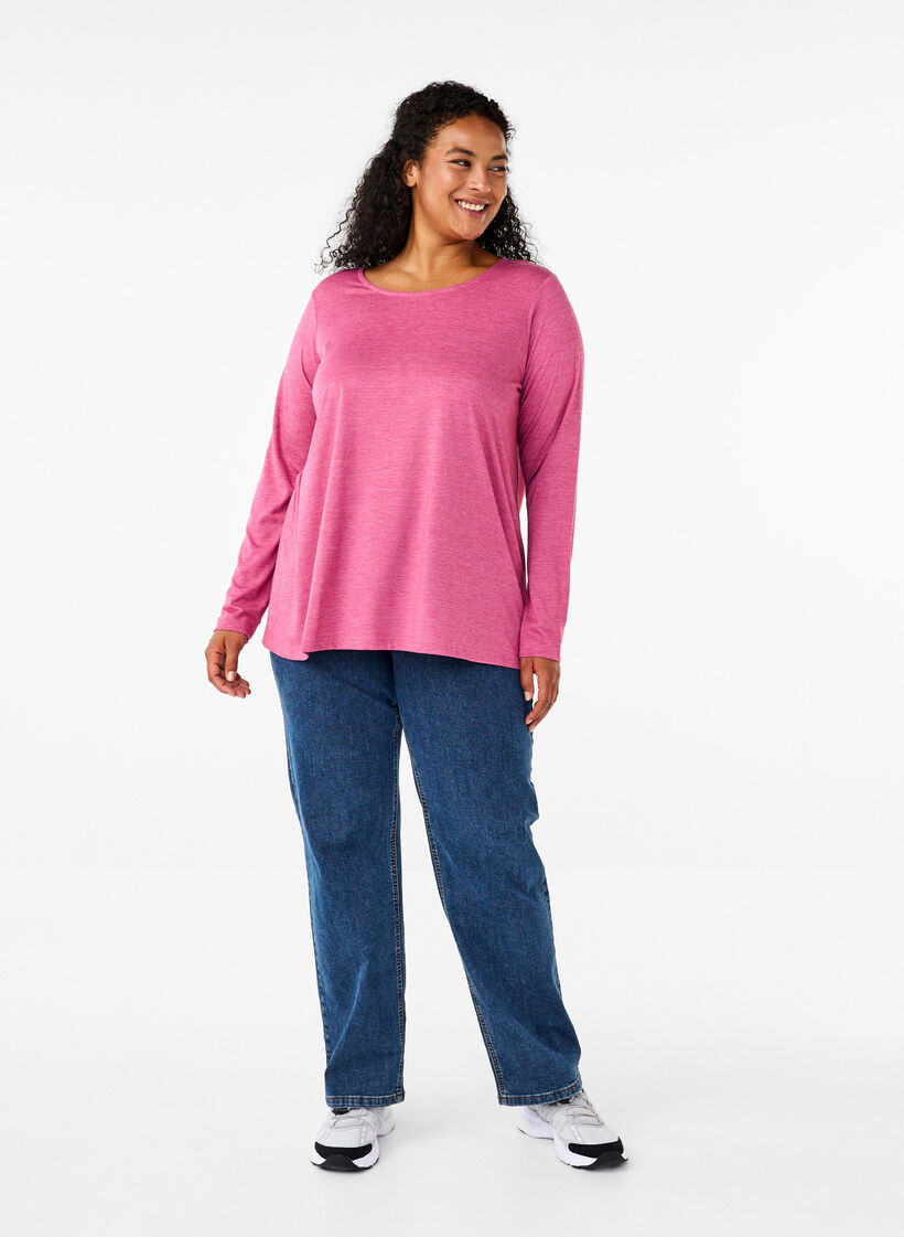 Langærmet t-shirt med rund hals, Malaga Mel., Model image number 2