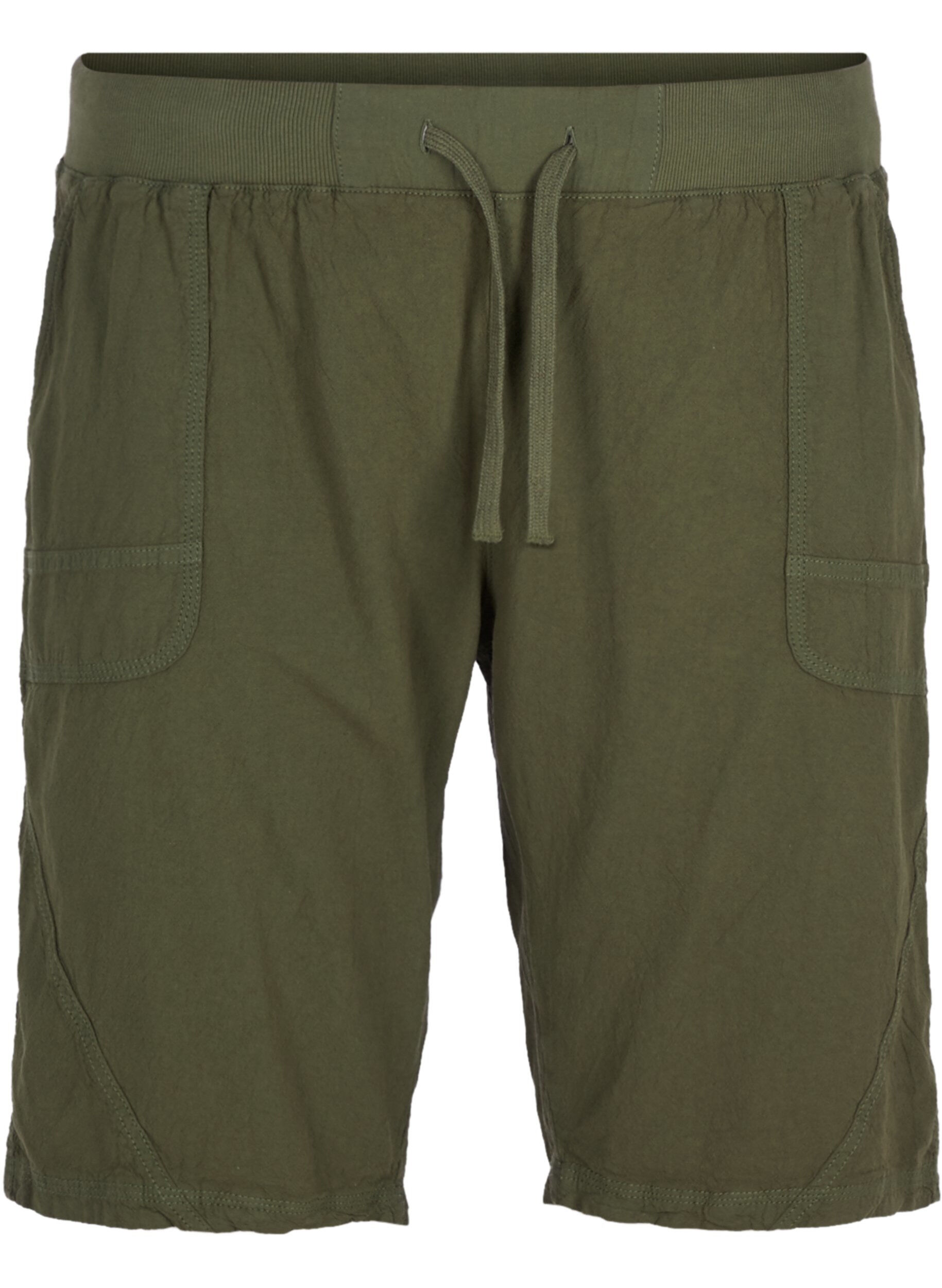 Zizzi L&oslash;se shorts i bomuld, Ivy green, Packshot image number 0