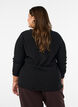 Bluse med struktur og b&oslash;lgede kanter, Sort, Model image number 2