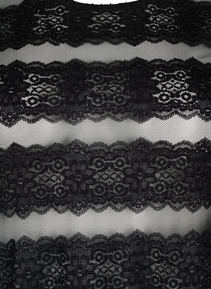 Midikjole med blonder og gennemsigtigt mesh, Black, Packshot image number 2