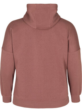 Sweatshirt med hætte og lynlås, Marron, Packshot image number 1
