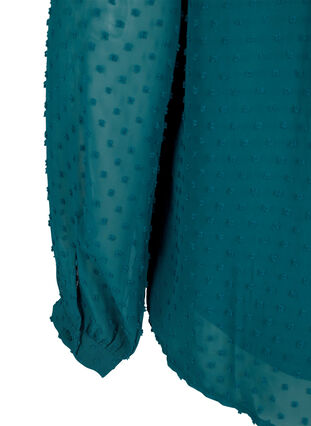 Skjortebluse med flæser og prikket tekstur, Shaded Spruce, Packshot image number 2