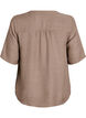 Skjortebluse med v-hals og korte &aelig;rmer, Brun, Packshot image number 1