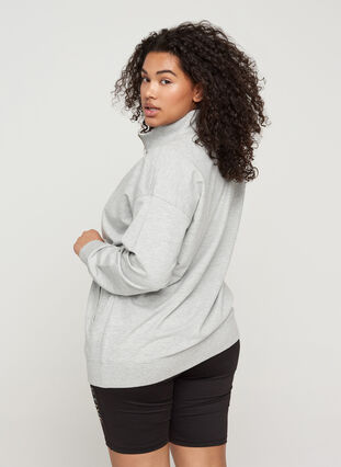 Meleret sweatshirt med lynlås, Light Grey Melange, Model image number 1