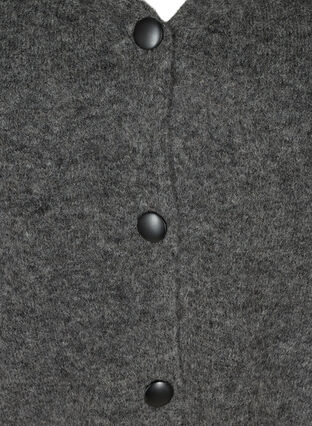 Kort strikket cardigan i uldblanding, Dark Grey Melange, Packshot image number 2
