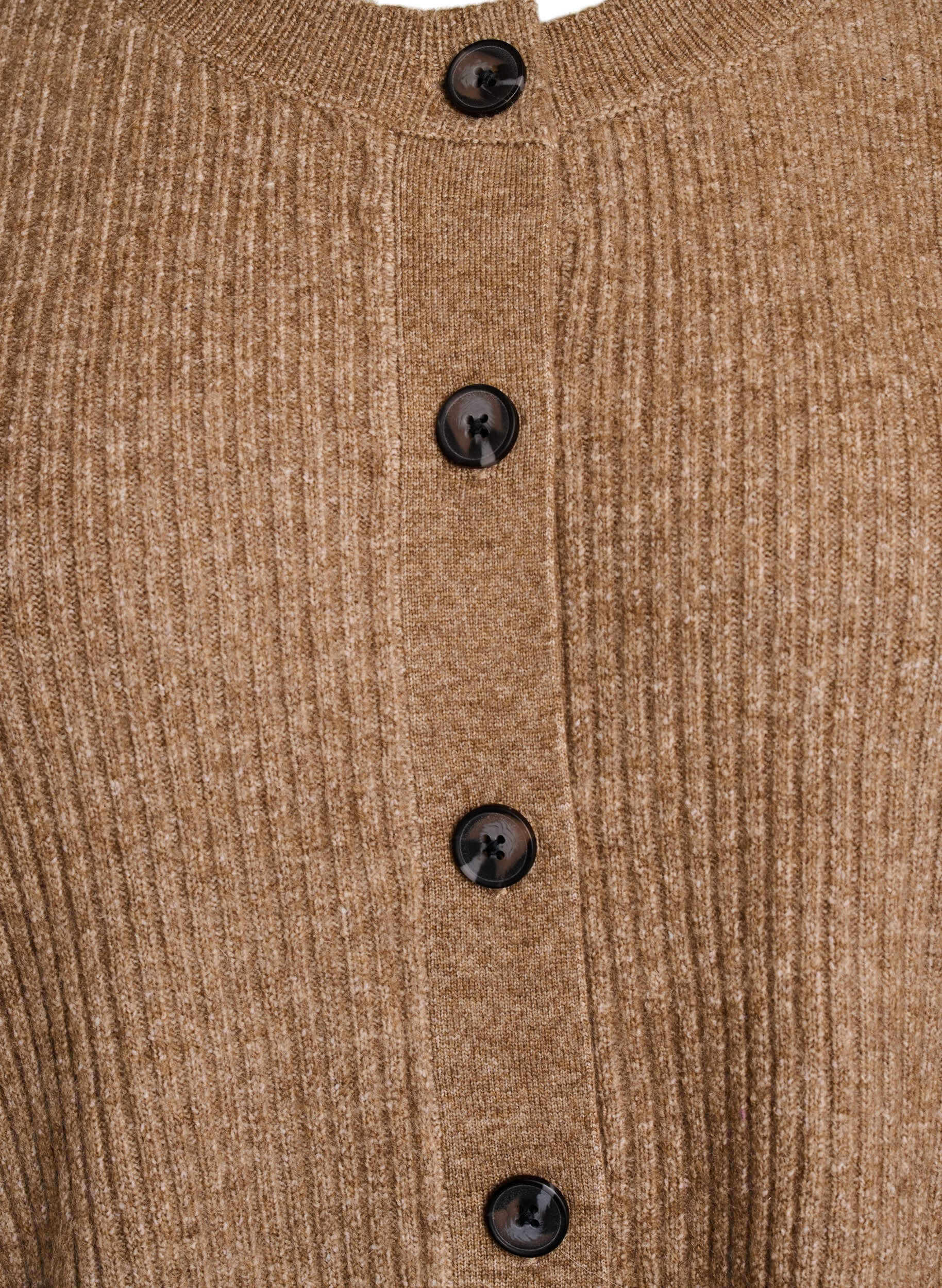 ZizziRibstrikket cardigan med knapper, Brun, Packshot image number 2