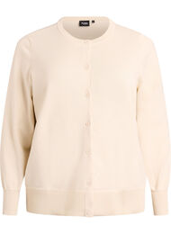 Finstrikket cardigan med rund hals, Beige