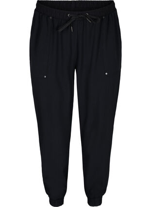Bukser med lommer og elastikkant , Black, Packshot image number 0