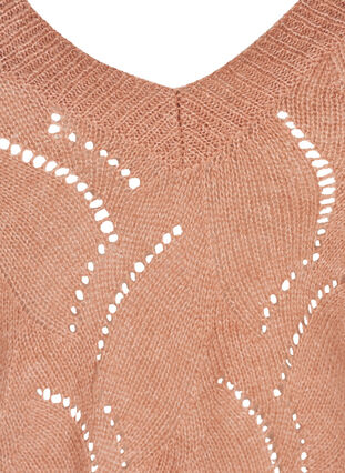 Mønstret strikbluse med uld, Burlwood mel, Packshot image number 2