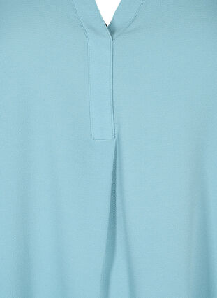 Kortærmet bluse med v-udskæring , Smoke Blue, Packshot image number 2