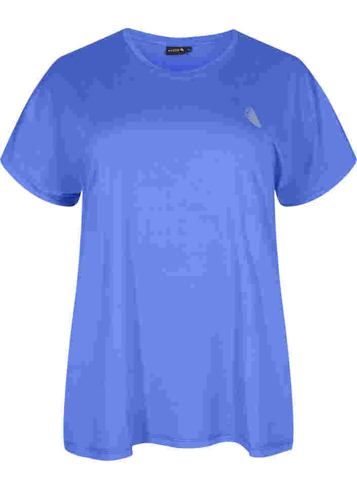 Ensfarvet trænings t-shirt, Dazzling Blue, Packshot image number 0