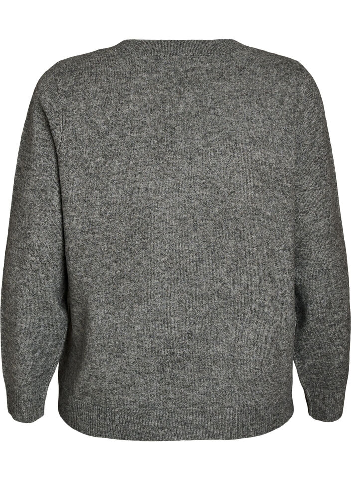 Strikbluse med glittersl&oslash;jfe, Gr&aring;, Packshot image number 1
