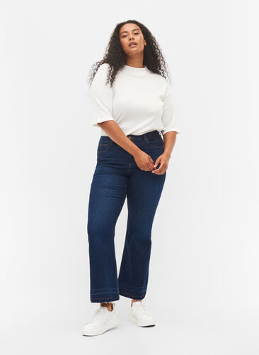 Ellen bootcut jeans med høj talje, Dark blue, Model image number 0