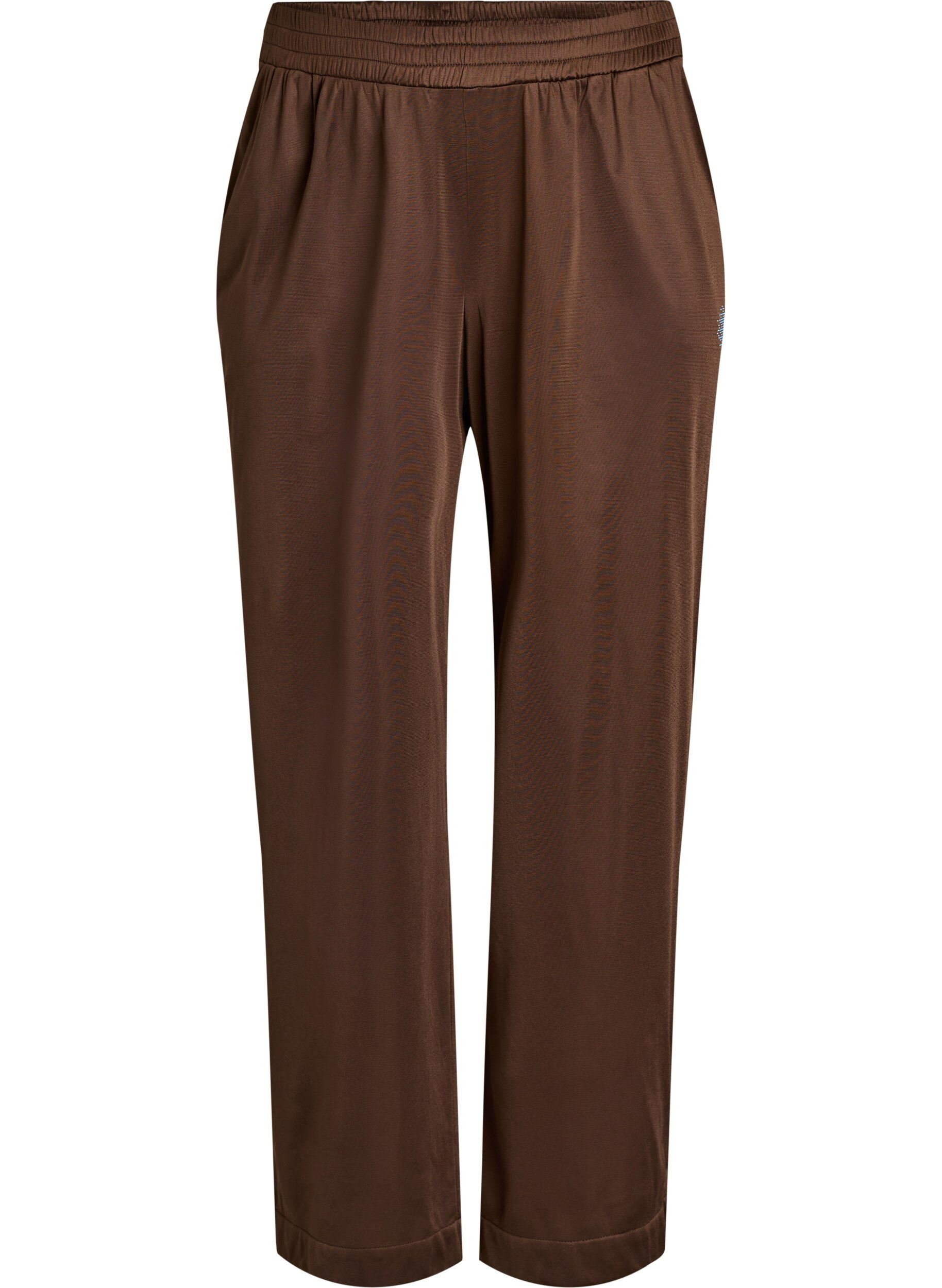 ZizziTrackpants med sidestriber og lommer, Brun, Packshot image number 0