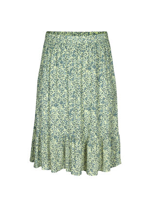 Printet midi nederdel i viskose, Light Green Leaf, Packshot image number 0