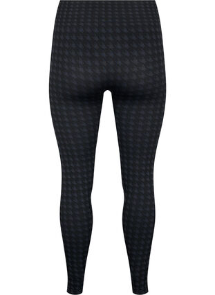Seamless leggings i houndstooth mønster, Black w. Dark Grey, Packshot image number 1