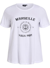 T-shirt med motiv , Hvid