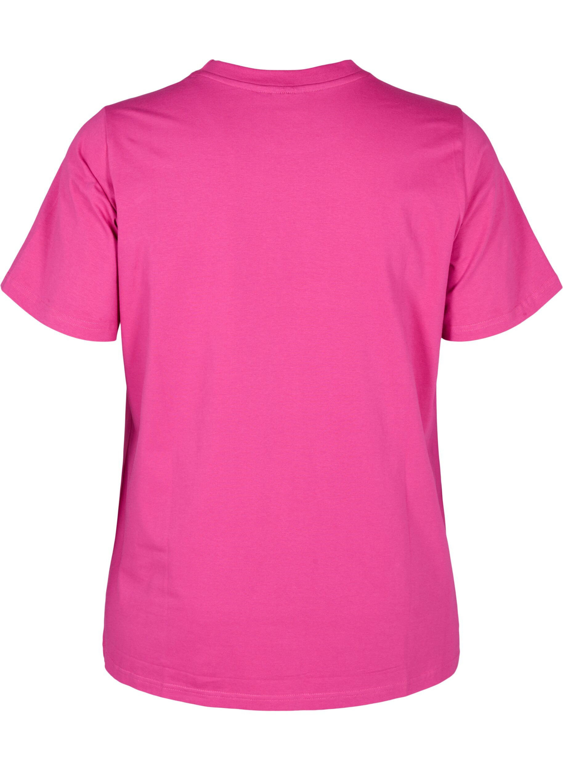 Zizzi T-shirt i &oslash;kologisk bomuld med rund hals, Raspberry Rose, Packshot image number 1