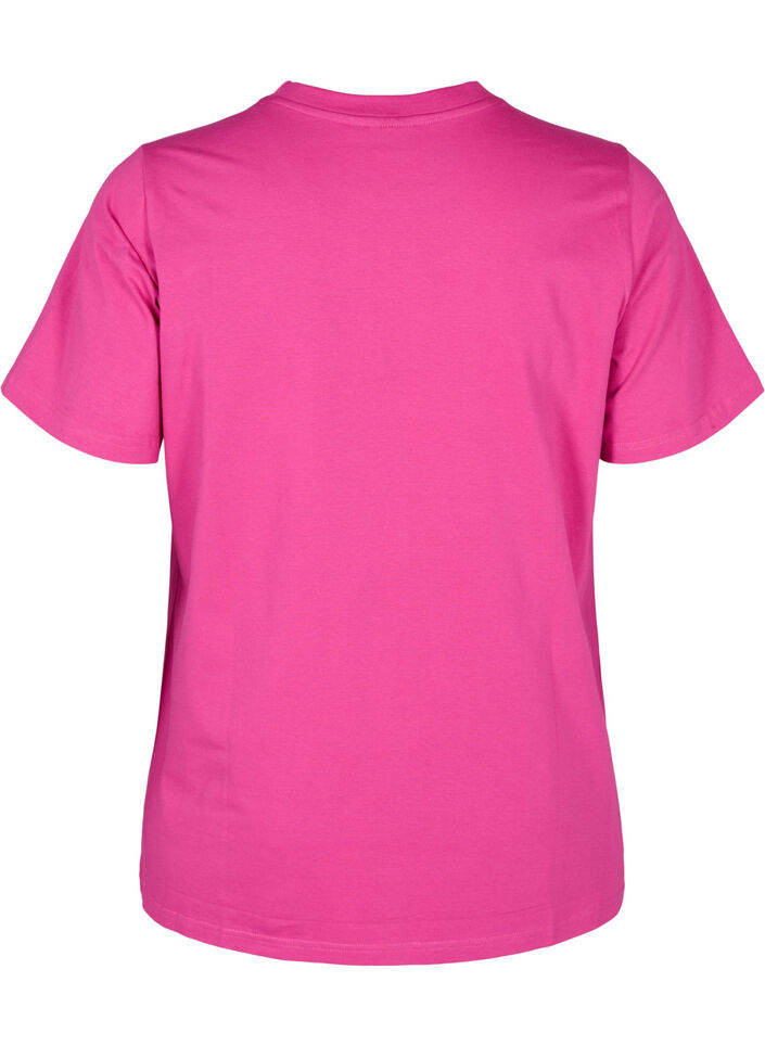 T-shirt i økologisk bomuld med rund hals, Raspberry Rose, Packshot image number 1