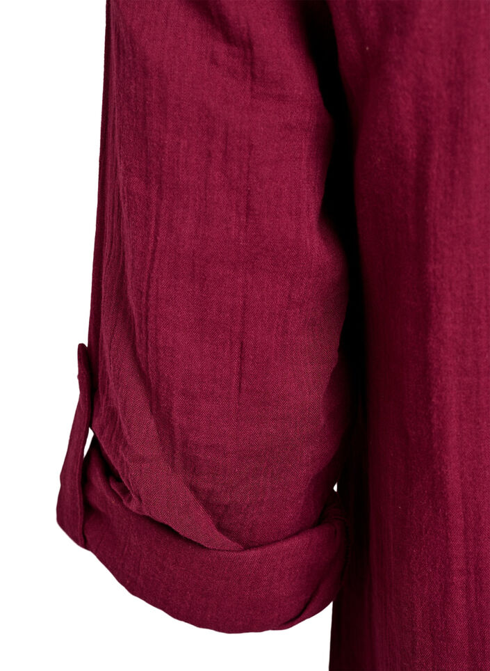 Tunika i bomuldsmusselin med broderi anglaise, M&oslash;rk Bordeaux, Packshot image number 3
