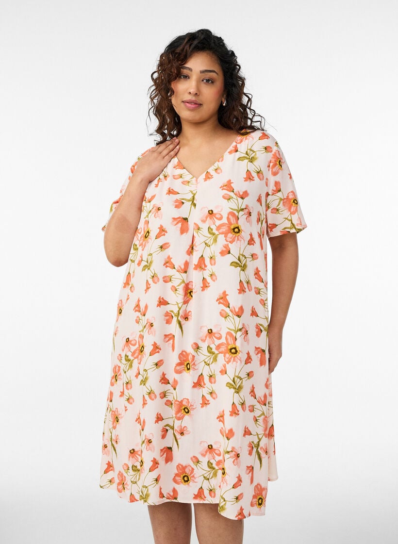 Viskose kjole med A-form, Lyser&oslash;d, Model image number 0