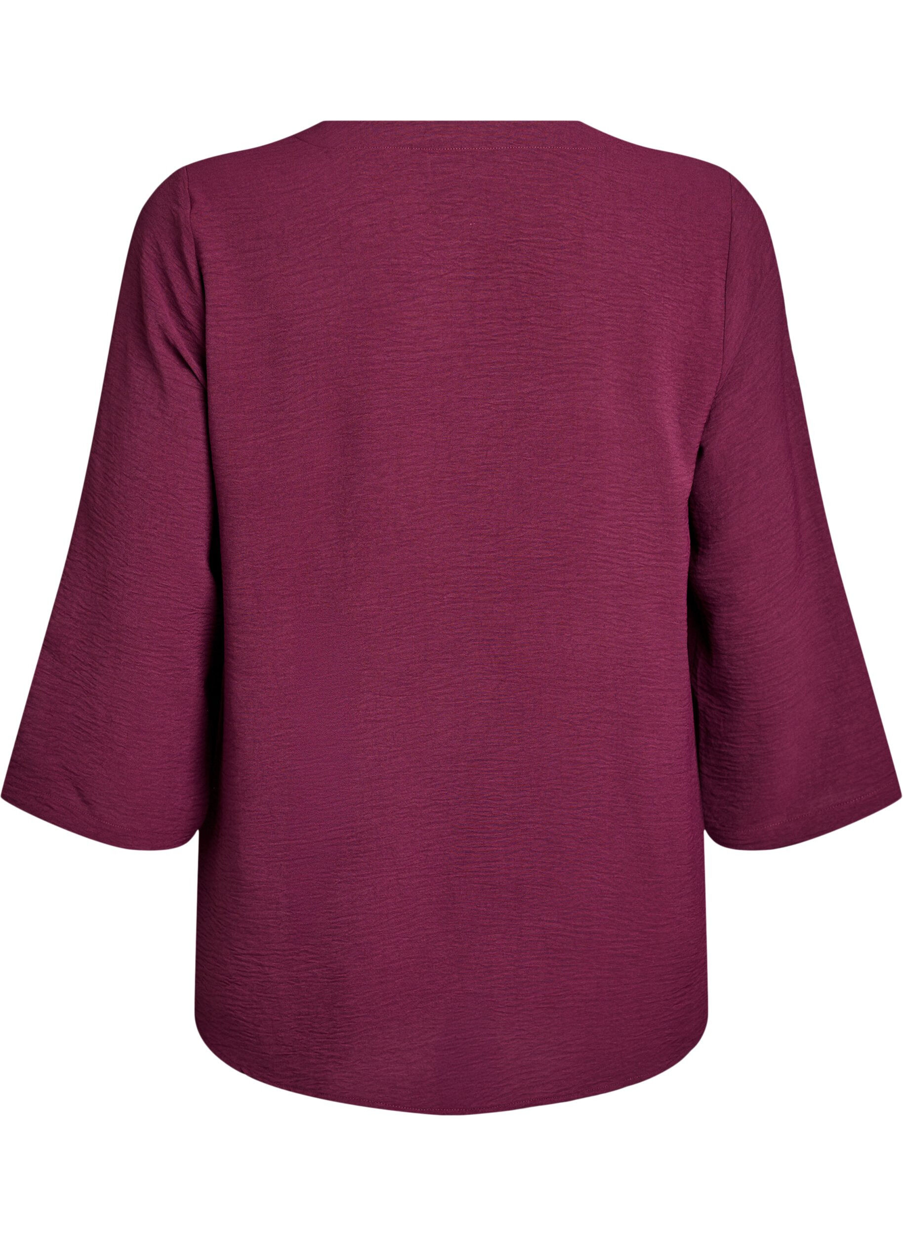 ZizziBluse med 3/4 &aelig;rmer, M&oslash;rk Bordeaux, Packshot image number 1