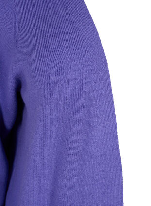 Lang strikket cardigan med ballonærmer, Purple Opulence, Packshot image number 2