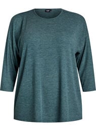 Jerseybluse med 3/4 &aelig;rmer, Gr&oslash;n
