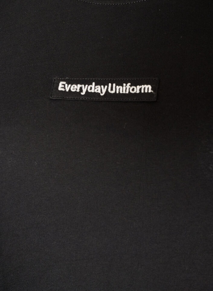 T-shirt i bomuld med tekstbadge, Sort, Packshot image number 2