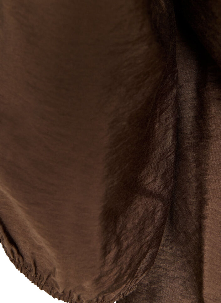 Bluse med 3/4 &aelig;rmer og blondedetalje, Brun, Packshot image number 3