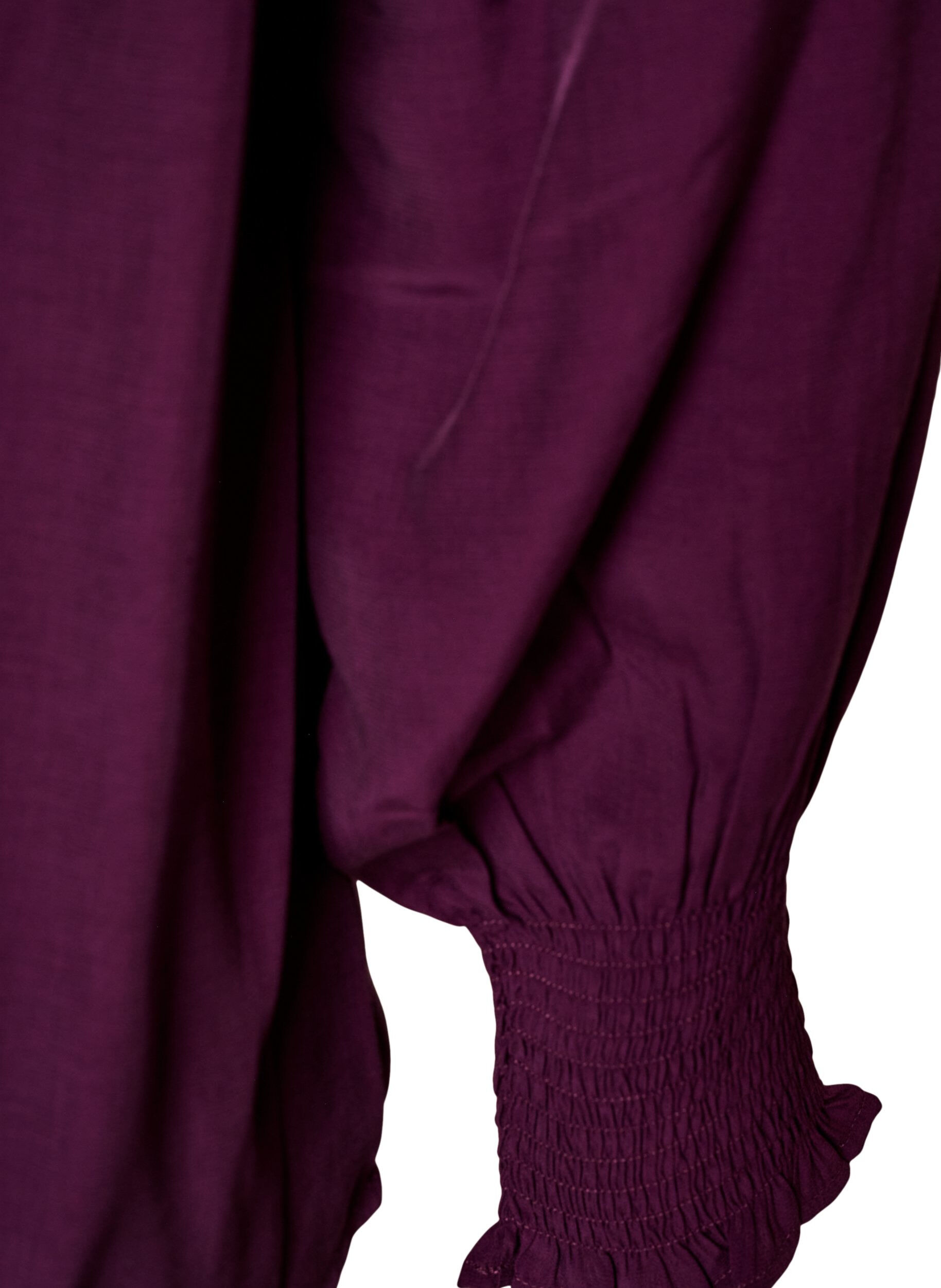ZizziSkjortebluse med fl&aelig;sekrave og rynkedetaljer, Lilla, Packshot image number 3