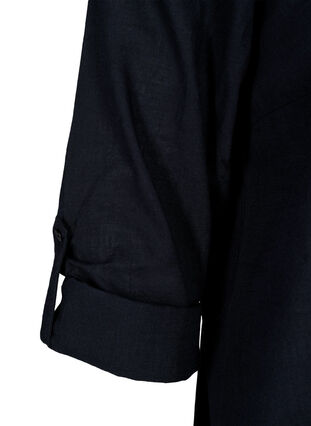 Skjortebluse i bomuld med v-udskæring, Black, Packshot image number 3
