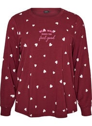 Natbluse med print, R&oslash;d