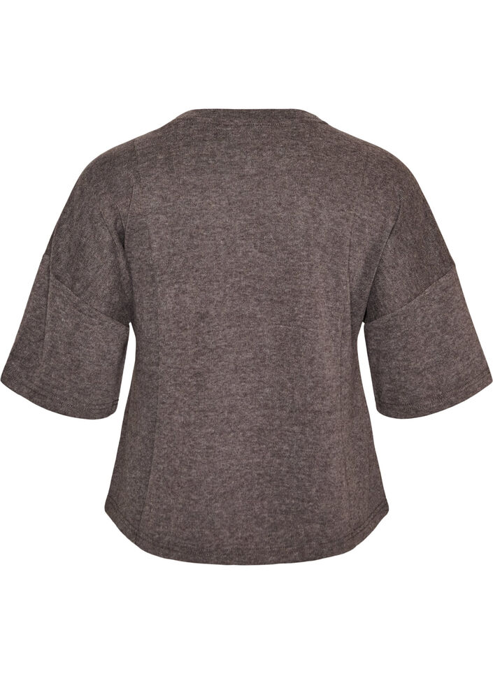 Jerseybluse med A-form og albuelange &aelig;rmer, Gr&aring;, Packshot image number 1