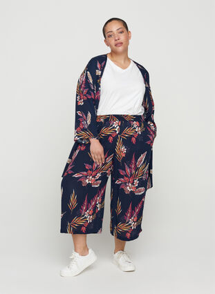 Printede culotte bukser i viskose, Indian Summer Flower, Model image number 0