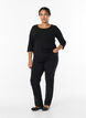 Basis bomulds t-shirt med 3/4 &aelig;rmer, Sort, Model image number 1