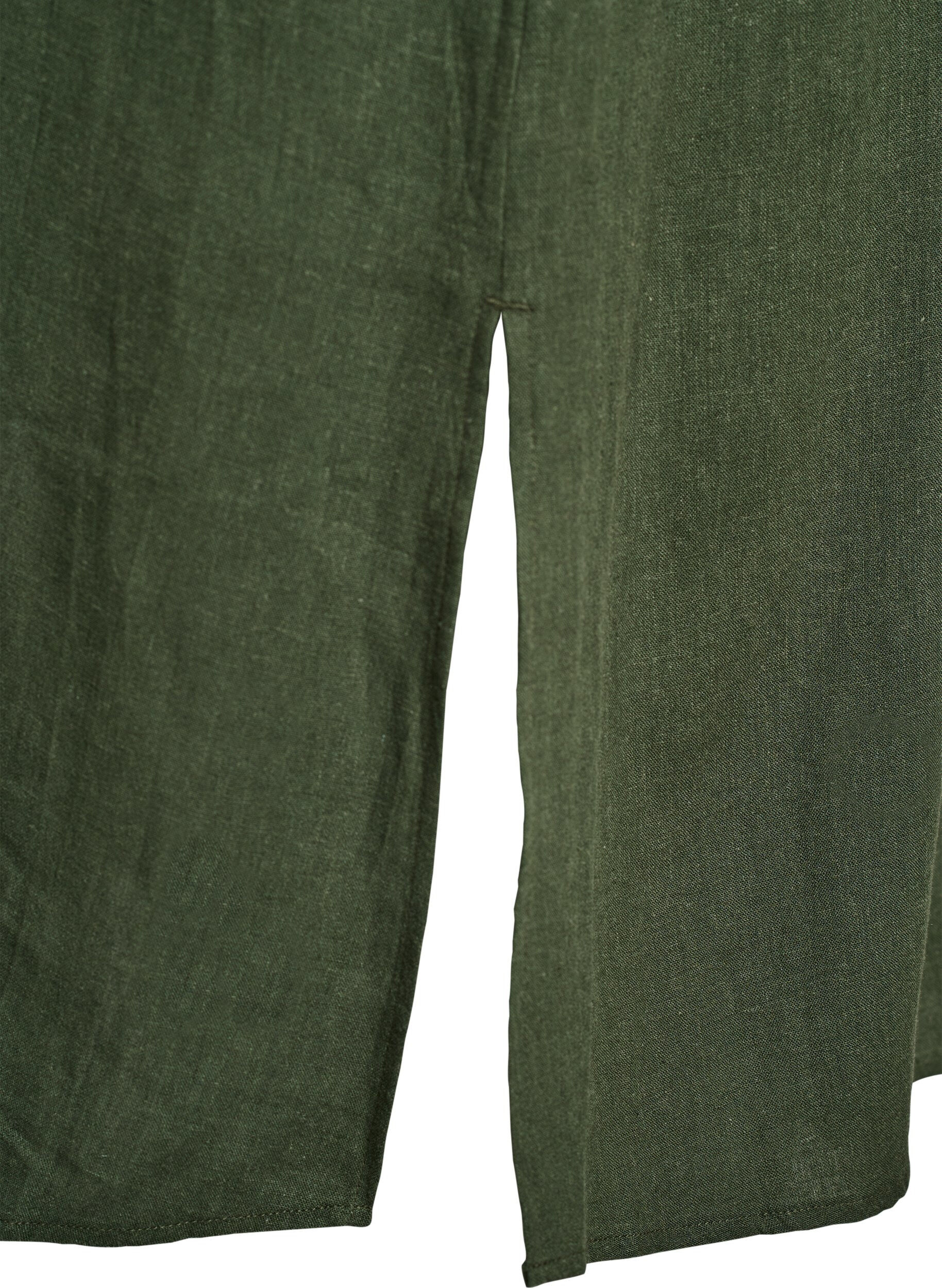 Zizzi Skjortekjole i h&oslash;r og viskose med korte &aelig;rmer, Gr&oslash;n, Packshot image number 3