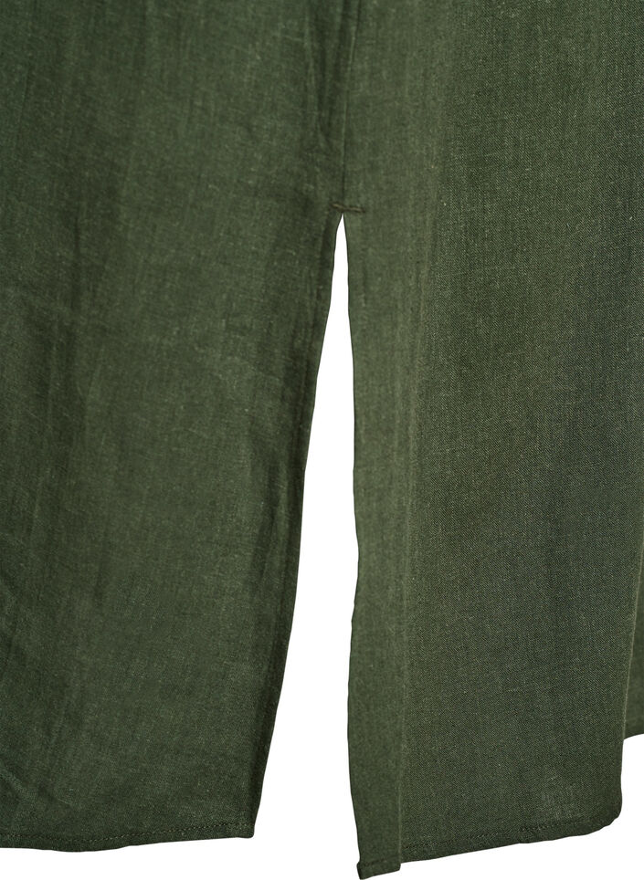 Skjortekjole i h&oslash;r og viskose med korte &aelig;rmer, Gr&oslash;n, Packshot image number 3