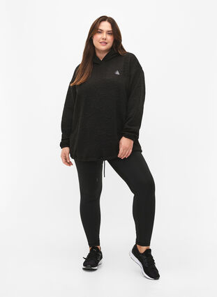 Sporty sweatshirt med hætte, Black, Model image number 3