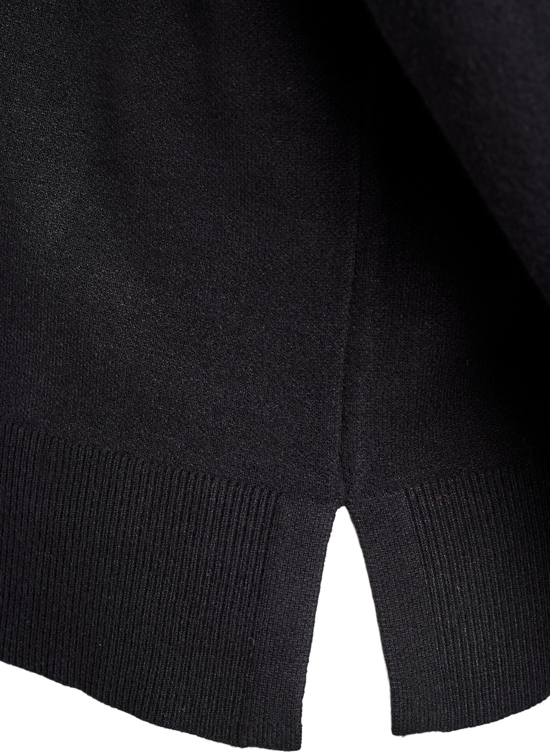 Zizzi Strikbluse med h&oslash;j hals, Sort, Packshot image number 3