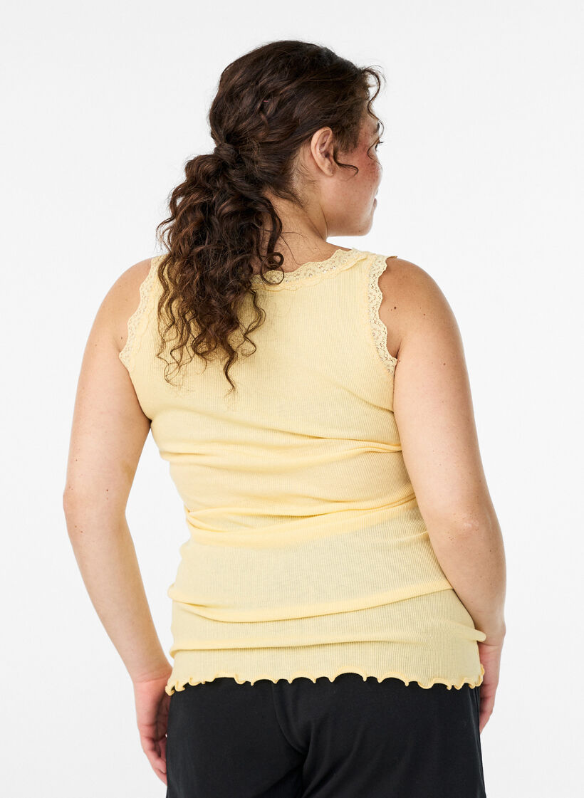 Top med blondekant, Gul, Model image number 2