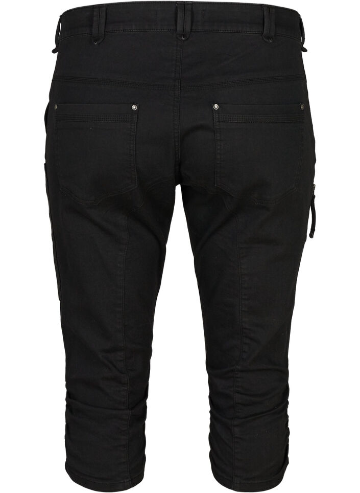 Slim fit capri jeans med lommer, Sort, Packshot image number 1