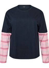 T-shirt med sporty lag-p&aring;-lag-look, Bl&aring;